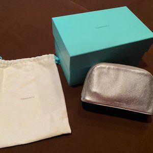 Tiffany & Co metallic leather cosmetic pouch New in box